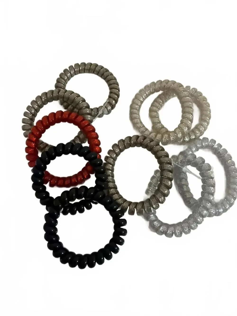 Set of 10 Spiral Hair Ties - Assorted Colors